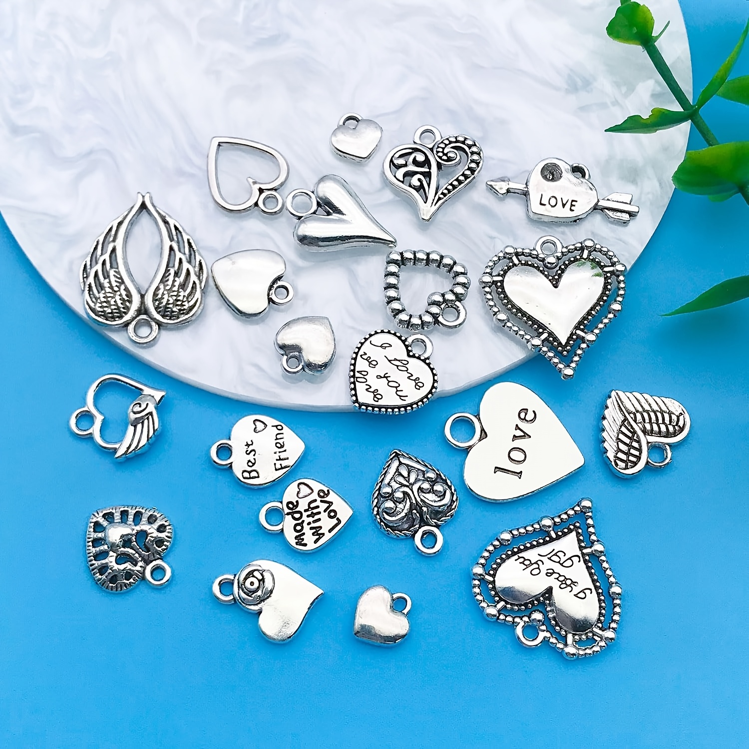 50/100pcs Mixed Love Alloy Pendant Set for DIY